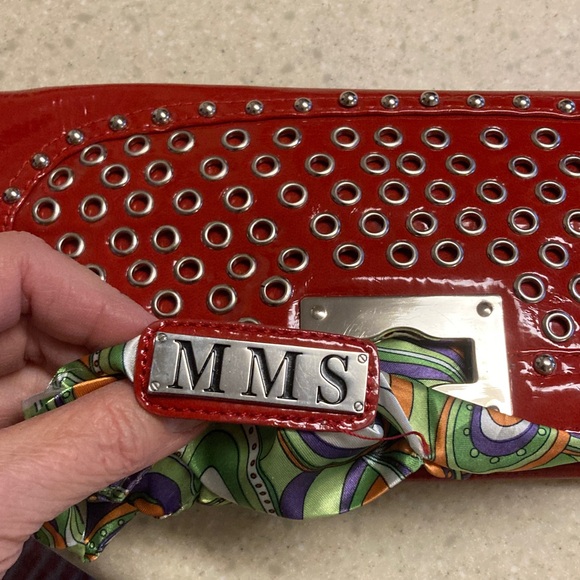 VTG 80s MMS Red Clutch with Silver Accents - Picture 4 of 8